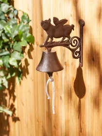 PIG WITH WINGS CAST IRON BELL