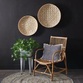 Boho Tobacco Baskets Set of Two - Handwoven Decorative Storage Bins for Home Organization