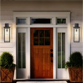 20inch Height Set Of 2 Modern Outdoor Wall Lanterns With Black Metal Frame And Clear Glass, Weatherproof Wall Sconces For Porch, Garage, Or Entry (Option: Black)
